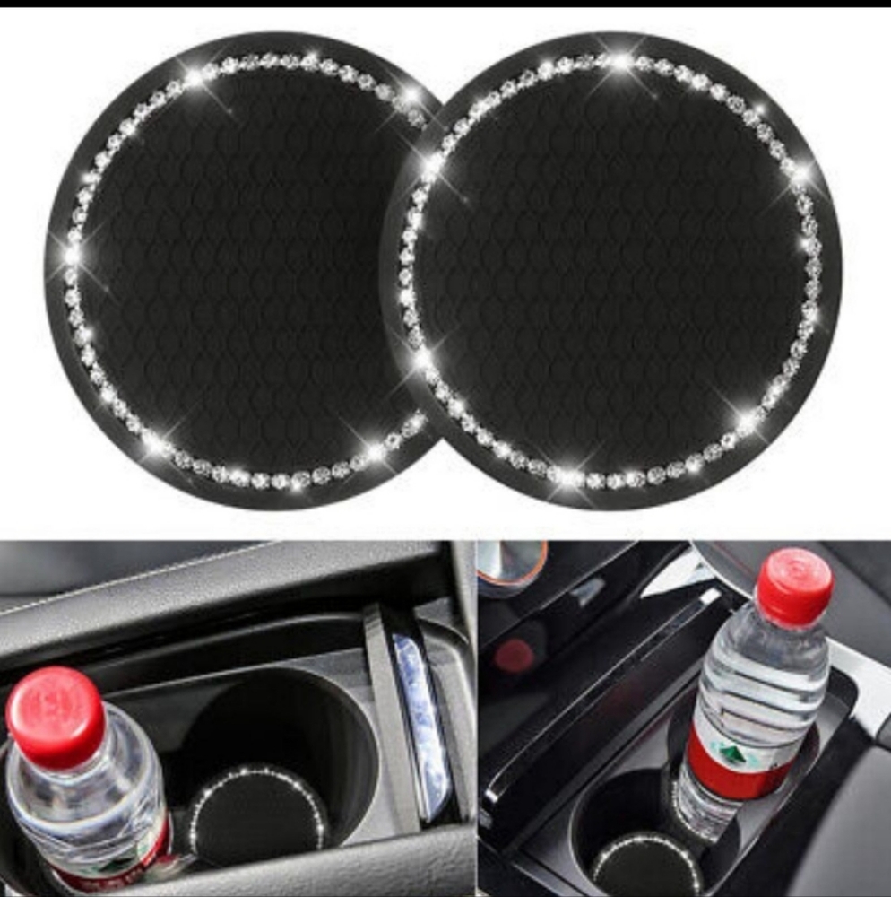 RHINESTONE Cup Holder Silicone 2pc Coasters Auto Var Truck SUV VansUniversal NWT - Picture 6 of 13